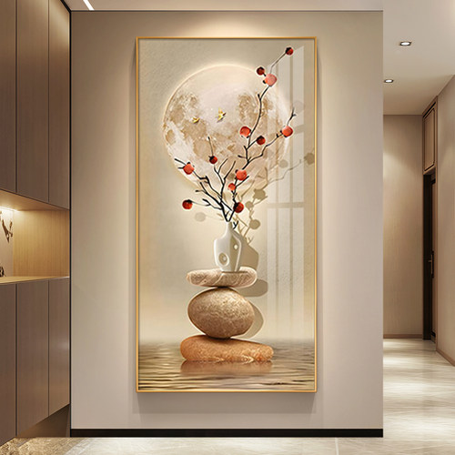 现代简约入户玄关石来运转装饰画福禄花卉流水生财走廊过道壁画 - 封面