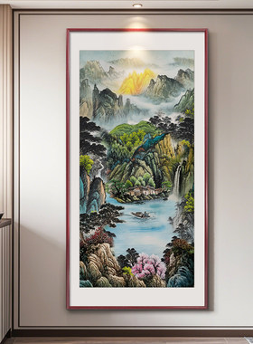 金山聚宝盆玄关挂画新中式聚财
