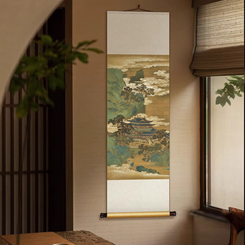 新中式茶室装饰画竖版卷轴画