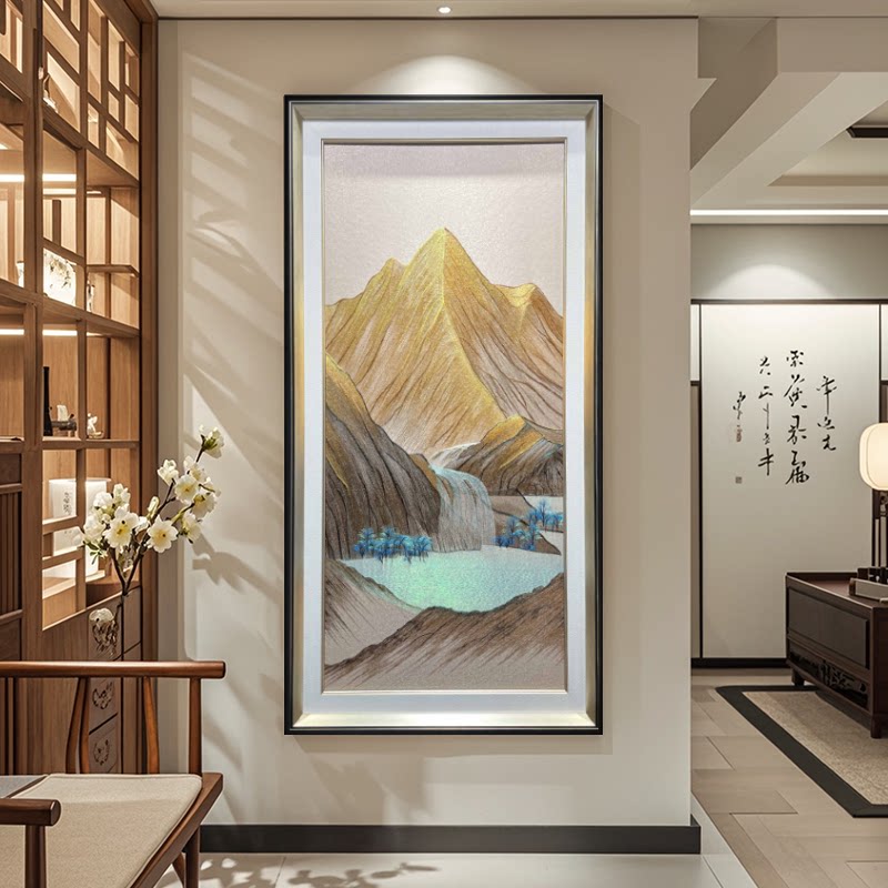 新中式山水画金山织锦绣装饰画