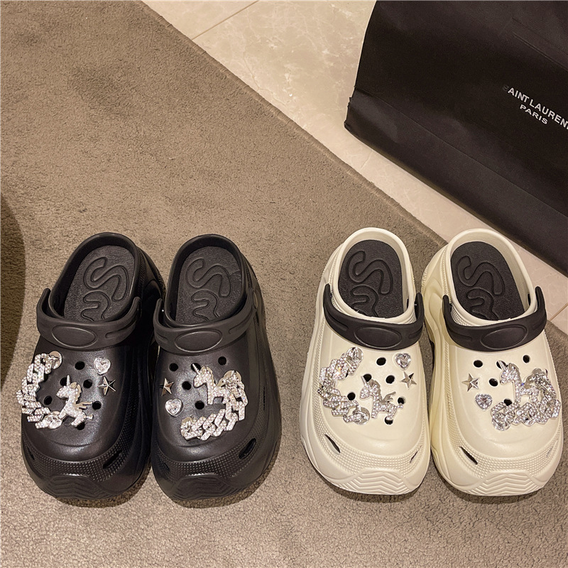 10厘米超高跟厚底洞洞鞋结婚礼婚纱神器松糕鞋增高外穿女新娘拖鞋