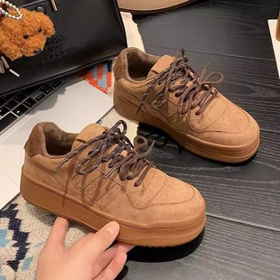 2025春季新款厚底板鞋女增高运动鞋女休闲复古小白鞋女百搭德