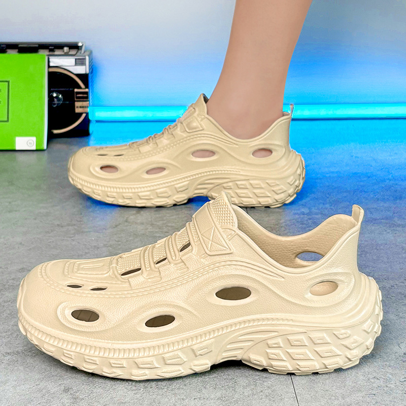 厚底足弓老爹鞋男款2025新款夏季外穿开车溯溪凉鞋透气防臭洞洞鞋
