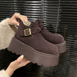 超厚底增高加绒勃肯鞋女鞋2025新款冬季毛毛棉鞋34码小土豆雪地靴