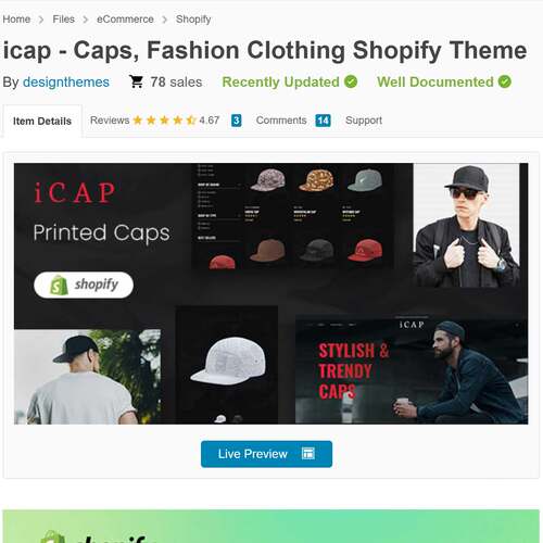 棒球帽印花帽时尚潮流百搭帽子Icap  Shopify独立站建站主题模版