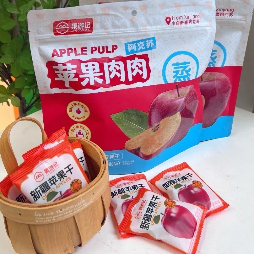 果游记苹果肉肉180g*3袋阿克苏苹果干水果脯蜜饯年货零食苹果肉肉