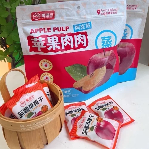 果游记苹果肉肉180g*3袋阿克苏苹果干水果脯蜜饯年货零食苹果肉肉