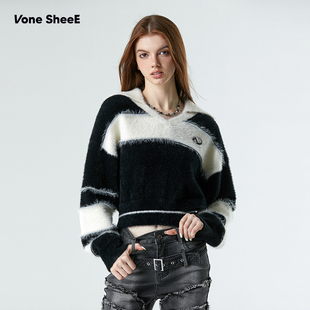 Vone SheeE 美式辣妹内搭2026新款早秋冬季仿貂毛针织毛衣女上衣