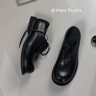 李玮柏的鞋原样开模B&V家厚底增高圆头德比鞋时尚高奢真皮鞋