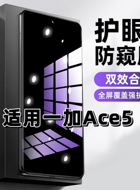 适用一加Ace5抗蓝光护眼防窥膜PKG110钢化膜OnePlusAce5Pro紫光手机膜5G黑边保护隐私防偷窥看高清全屏防摔爆