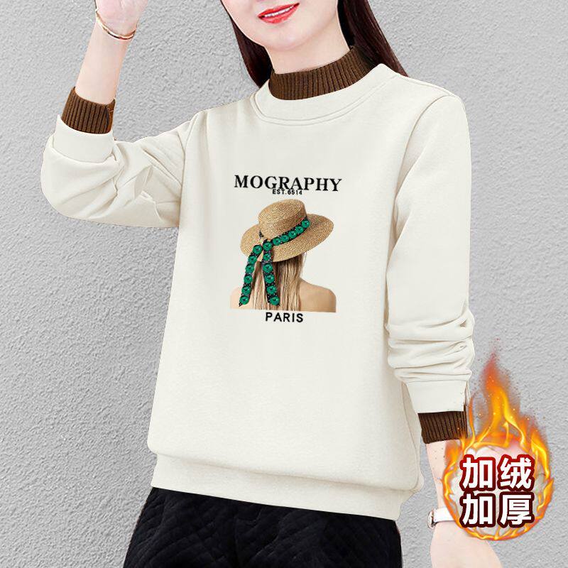 加绒加厚卫衣女冬季新款