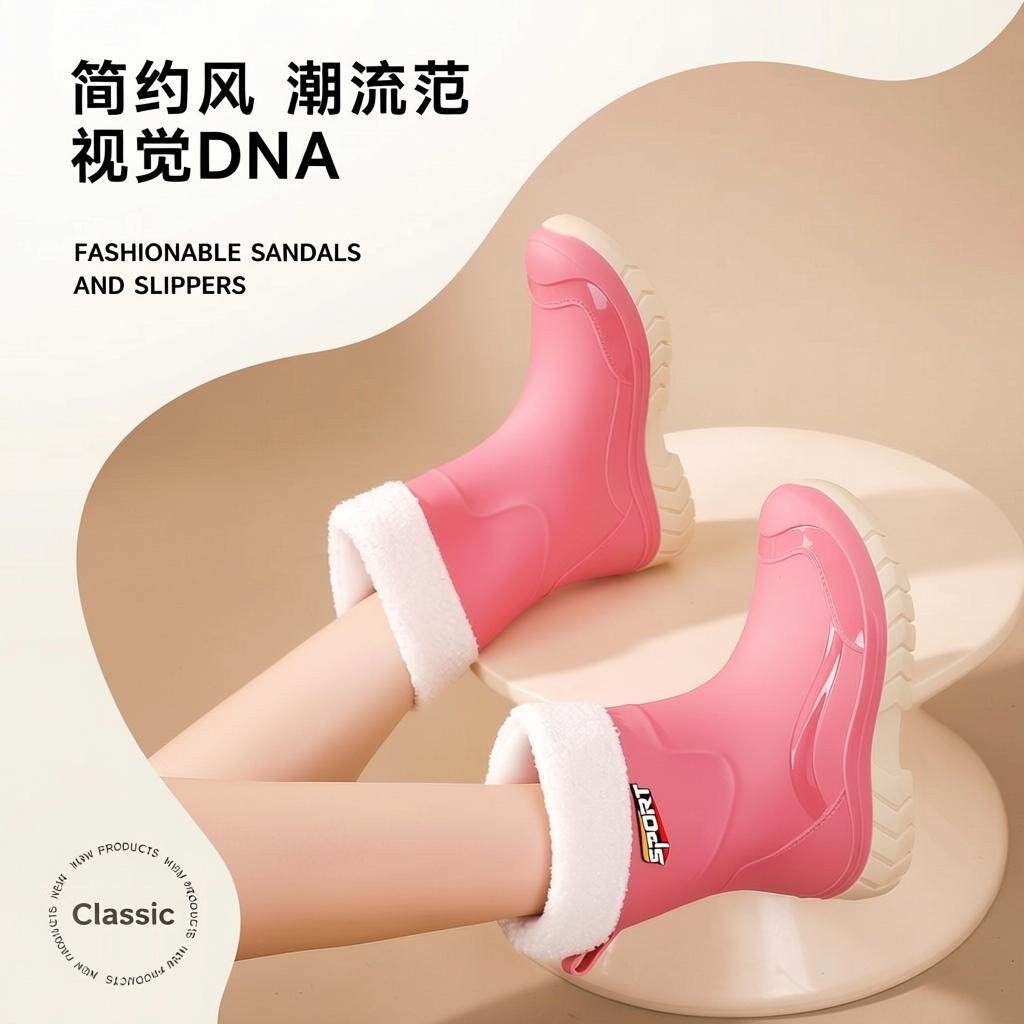新款中筒雨鞋女轻便保暖