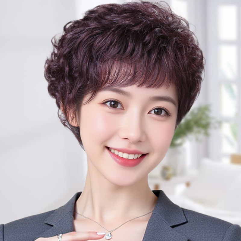 假发女全头套妈妈款短卷发假发中老年女时尚逼真纹理烫全真发头套,美发护发/假发,其它假发,淘宝优惠券,粉丝福利购,淘宝优惠卷