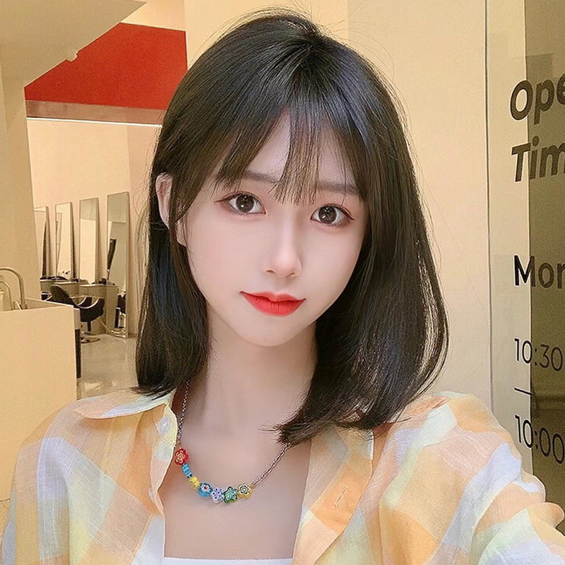 假发女短发全头套式真发bobo头内扣自然波波发套造型圆脸蓬松逼真
