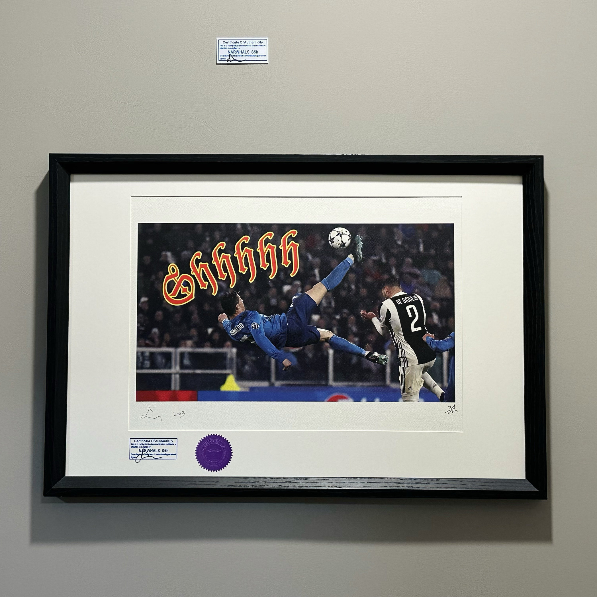 S5h正品限量版画 西甲联赛皇马C罗 倒挂金钩 潮流装饰画艺术挂画