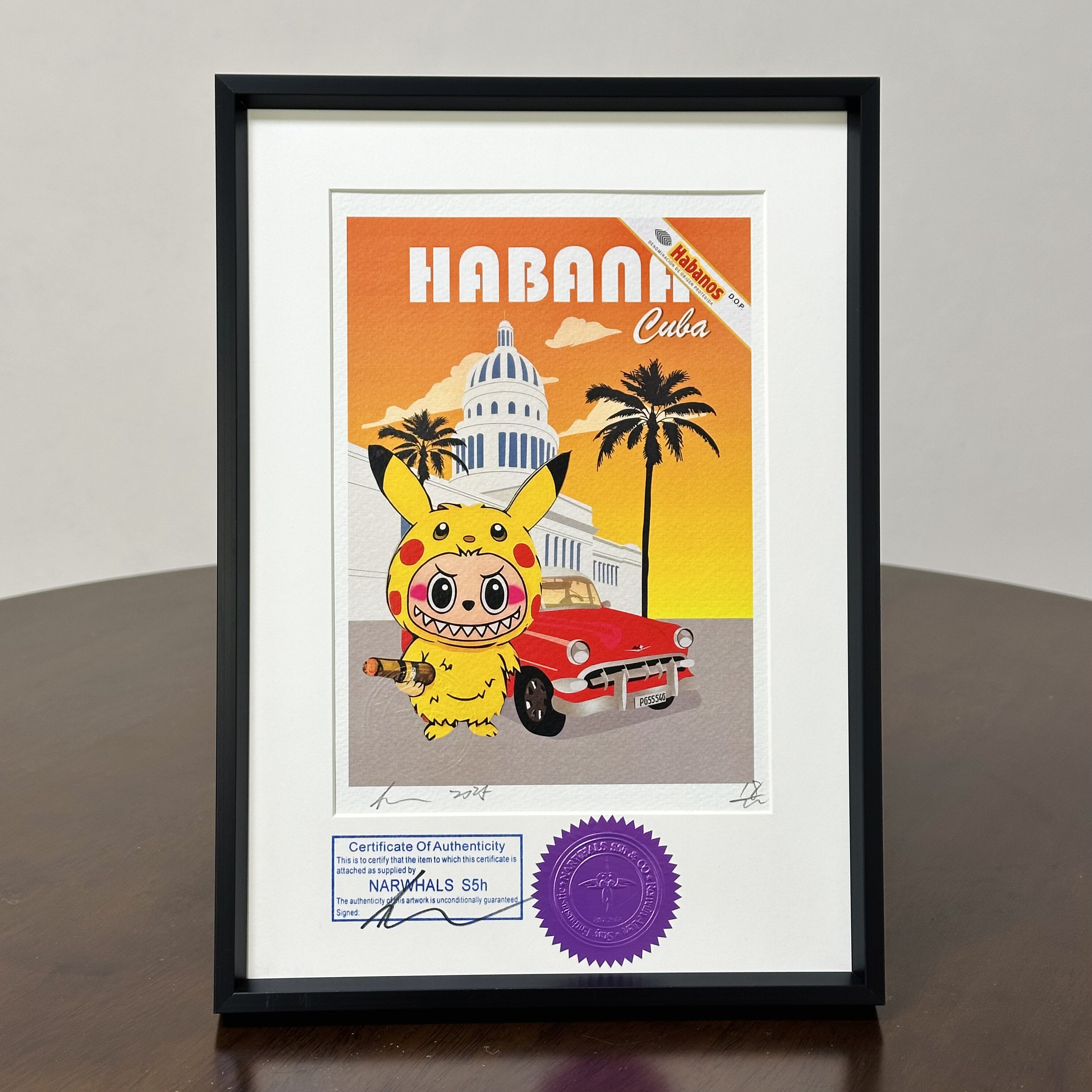 S5h正品限量潮流版画 拉布布 高希霸雪茄 客厅玄关装饰画艺术摆件