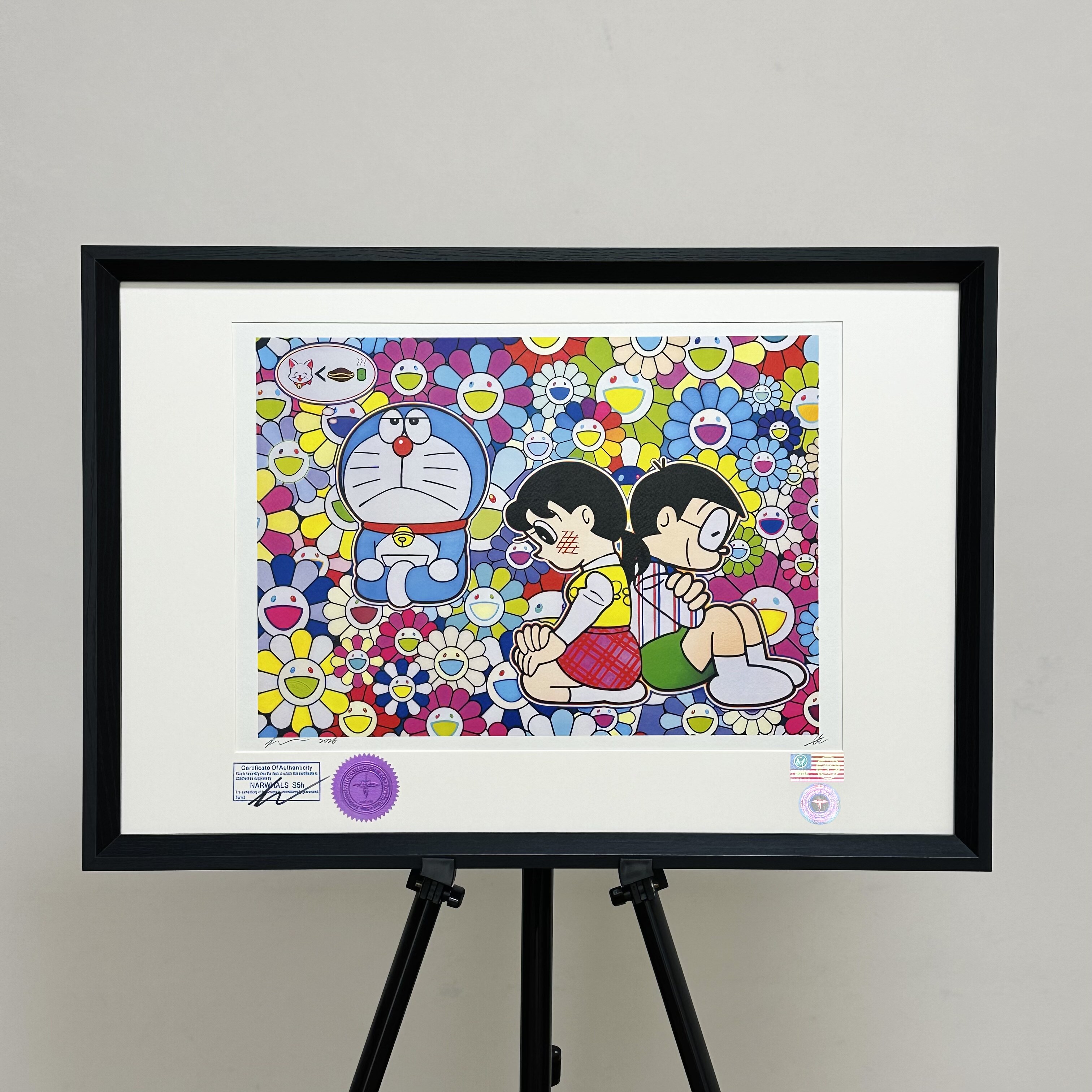 S5h正品限量潮流版画 村上隆太阳花 哆啦A梦 客厅装饰画玄关挂画