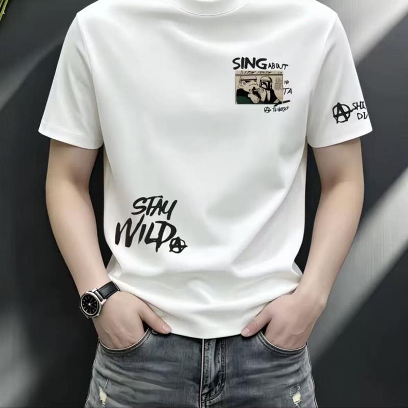 新华明百货新款百搭潮牌男女同款弹力高品质短袖感修身痞帅半袖