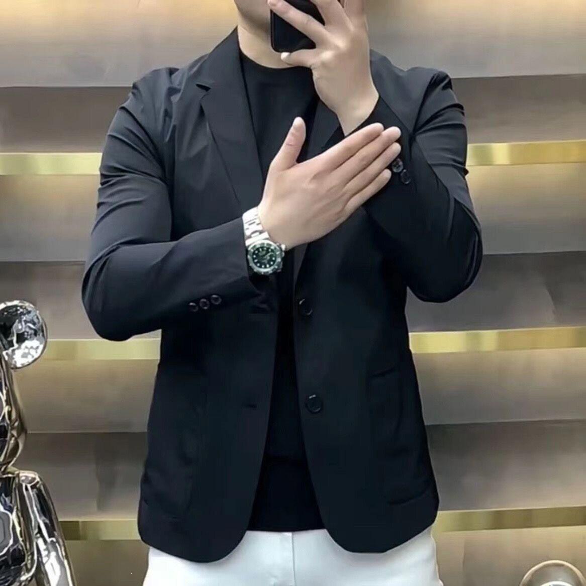 轻奢】韩版时尚休闲百搭春秋潮流西服修身商务简约纯色高品质西装