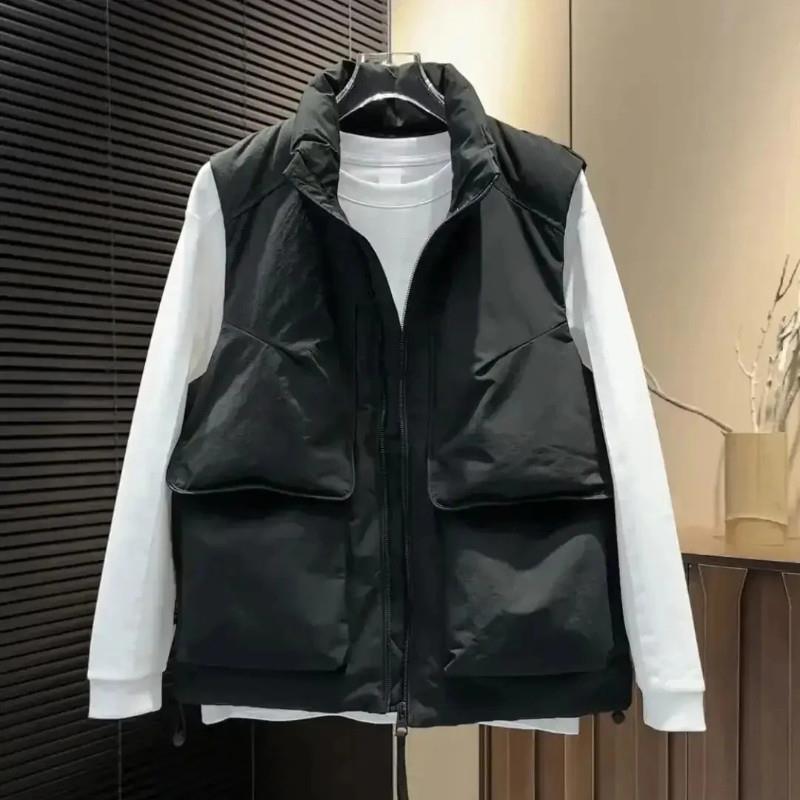 水漾衣阁男士马甲秋冬新款男士立领个性B时尚设计感潮流休闲流行