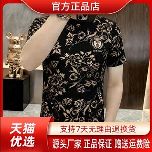 枫善服饰专柜品质夏薄款男士欧货休闲百搭印花短袖时尚冰丝圆领T