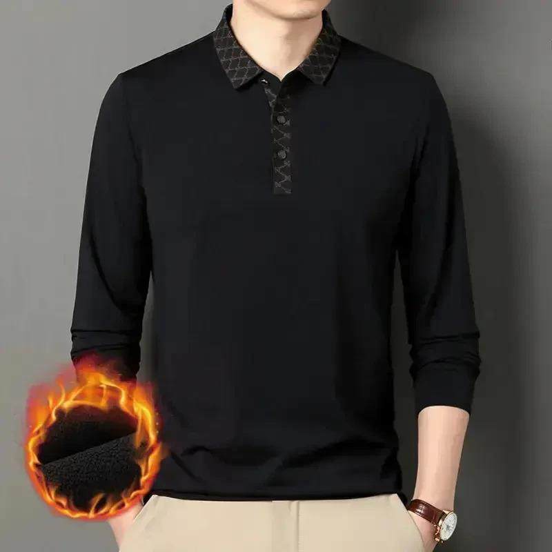 光影服饰b百货冬季新男士长袖Polo衫中年翻领加绒加厚时尚长袖T恤,男装,中老年上装,淘宝优惠券,粉丝福利购,淘宝优惠卷