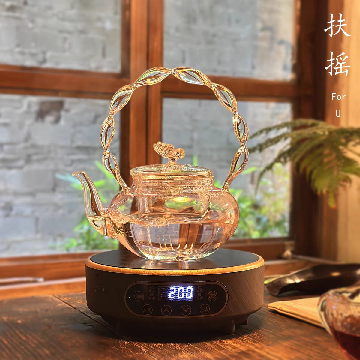 玻璃粉色蝴蝶纽盖花草提