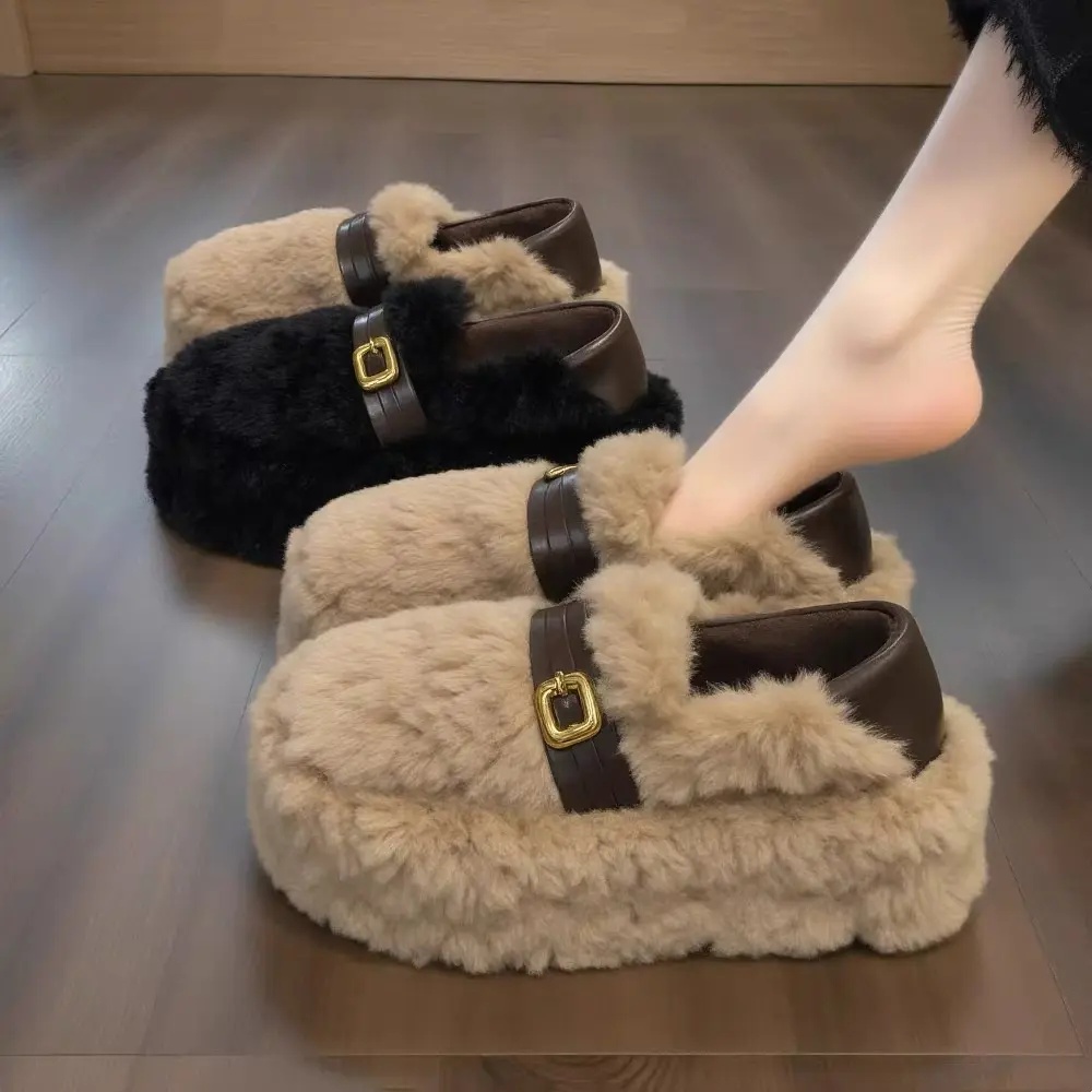 羊羔绒厚底毛毛鞋女外穿