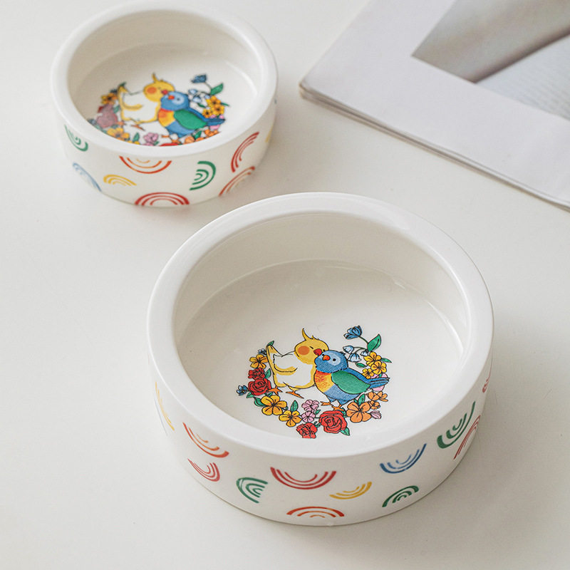 鹦鹉陶瓷食碗幼鸟学吃防