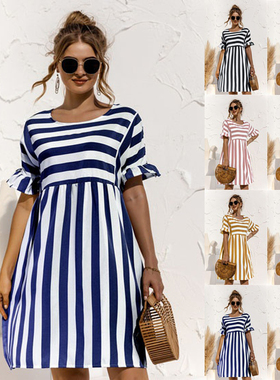 Elegant A Line Patchwork Beach Party Female Dress宽松连衣裙