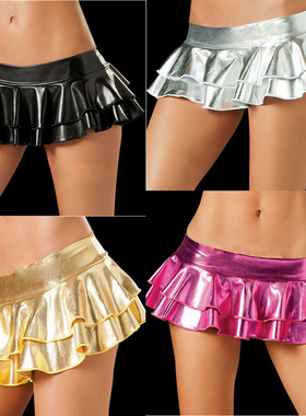 Patent Leather Short Cake Dress Multicolor Dance Dress超短裙