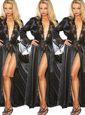 Lace Sexy Bathrobe Oily Cloth Long Dress Large Size睡裙长袍