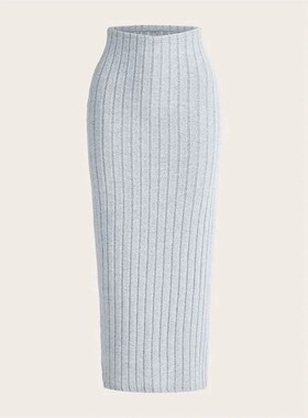 High waisted elegant slim fit long skirt春季高腰优雅修身长裙