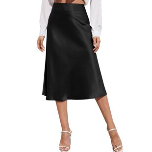 patchwork satin color 缎面拼接半身裙女 for women skirt Solid