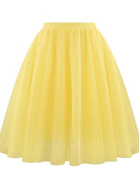 High waisted A-line mesh skirt for women 高腰A字垂感网纱裙女