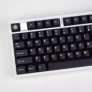 KBDiy GMK黑白红主题键帽俄语布局PBT五面热升华原厂高度机械键盘