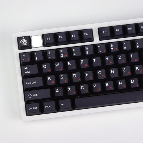 KBDiy GMK黑白红主题键帽俄语布局PBT五面热升华原厂高度机械键盘