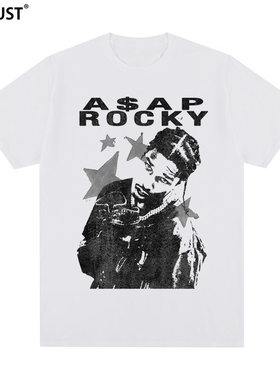 ASAP ROCKY短袖T恤欧美嘻哈人像说唱饶舌潮牌HIP HOP海报高街男女