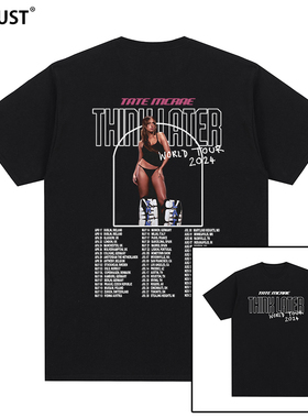 Tate McRae短袖T恤泰特麦克蕾think later字母Greedy专辑印花男女