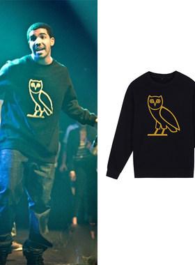 公鸭烫金款圆领DrakeOVO卫衣