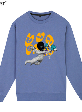 CLB圆领卫衣Drake公鸭Sweatshirt男女嘻哈说唱美式休闲印花雾霾蓝