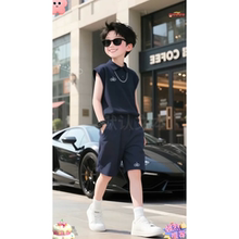 男童2025夏季新款时尚儿童百搭洋气韩版无袖坎肩中大童套装两件套