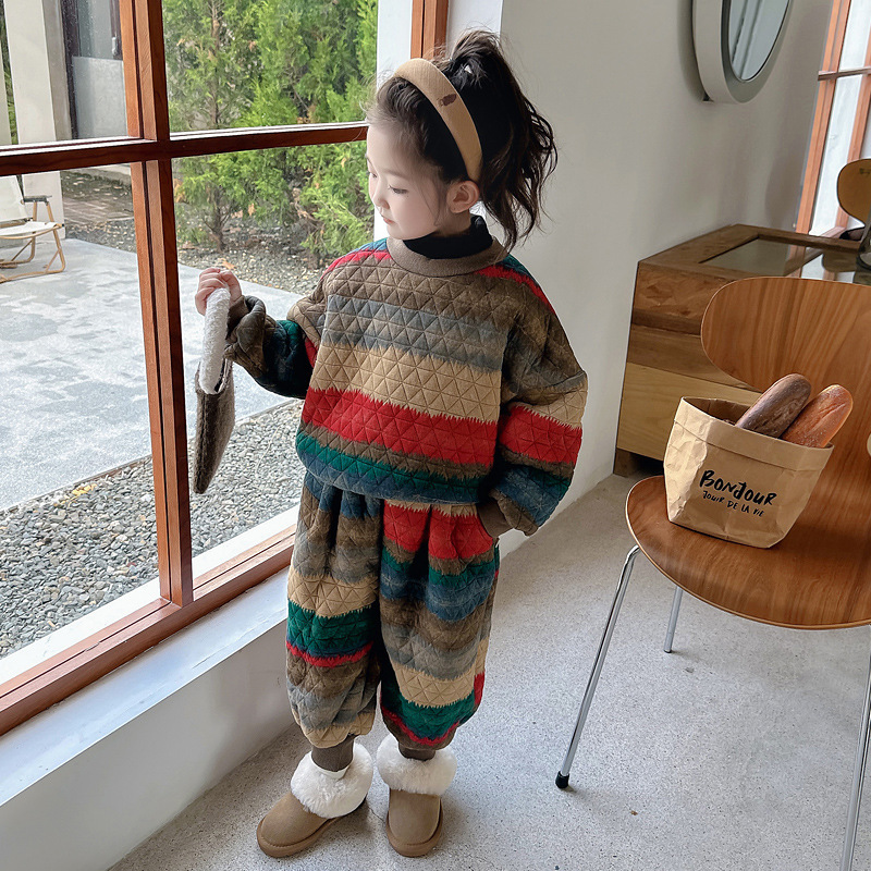 女童冬装2024年小女孩冬季羊驼绒套装儿童冬款两件套韩版女童套装