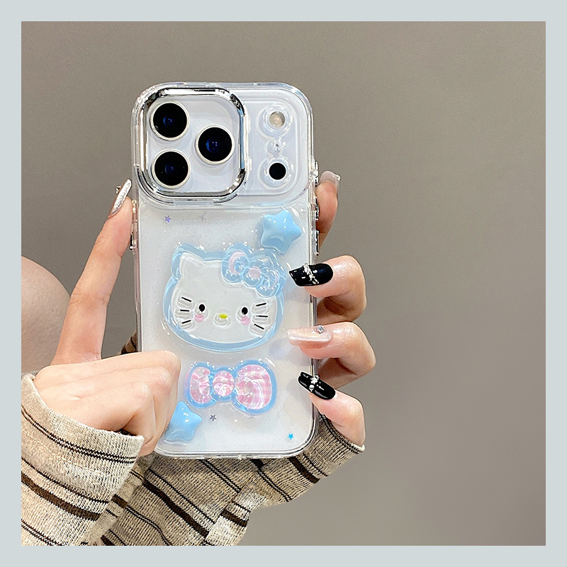 星星蝴蝶结kt猫适用苹果17air手机壳iphone16promax可爱15plus滴胶14白沙13凯蒂猫12立体11/xsmax8/xr7/se2/3