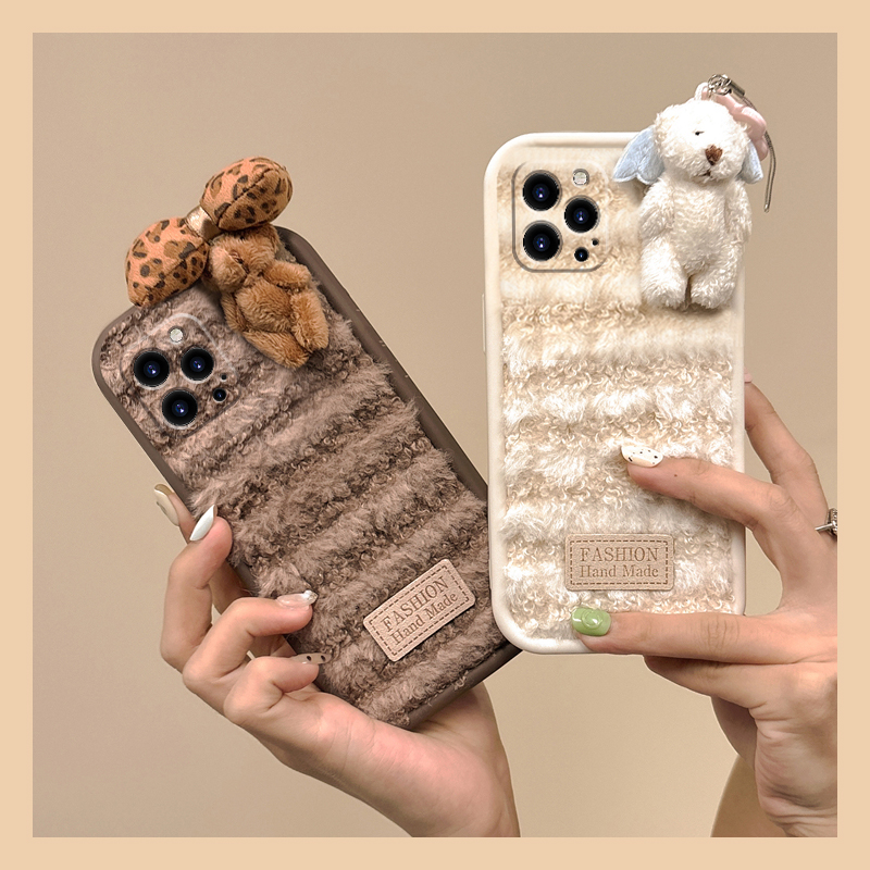 蝴蝶结小熊适用vivos20手机壳s19pro立体s18毛绒s17t公仔s16e日韩s15毛茸茸s12冬天s10秋冬s9e硅胶s7t女vivo