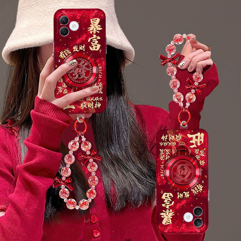 暴富发财支架适用华为荣耀x60i+手机壳x50i可旋转30pro立体x20se1喜庆9x+8x软x30i十play4tpro硅胶畅玩30plus