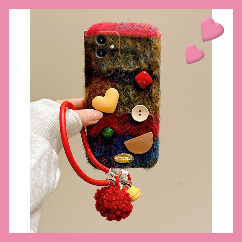 条纹几何爱心宝石适用三星zflip7fe手机壳zfold6铃铛zflip5挂绳w23flip秋冬3折叠屏zfold2毛绒w22/w21/galaxy