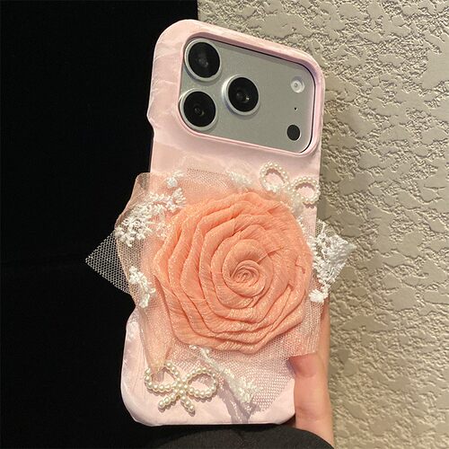 手机壳仿皮皮纹缎面丝绒樱花粉in