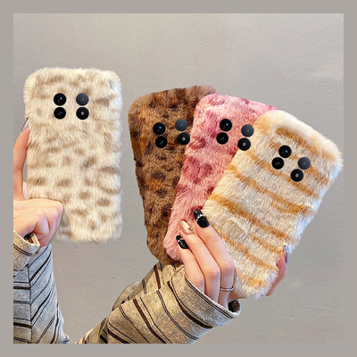 韩系棕色豹纹适用vivoxfold3pro手机壳xfold2撞色xflip毛绒绒vivo日韩vovo折叠屏毛茸茸vivi立体+十秋冬季硬