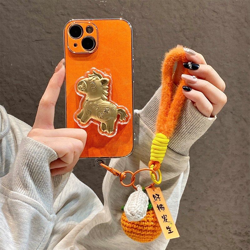 手机壳硅胶橙色牛仔纹卡通2026马